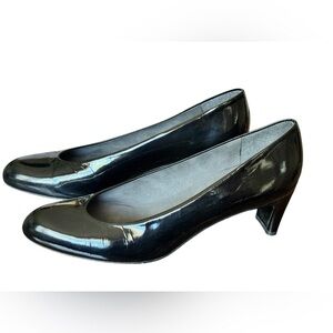 Stuart Weitzman Classic Black Patent Leather Platform Pumps Shoes Heels 8M